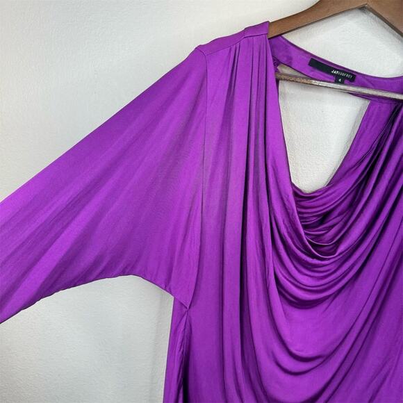 Jay Godfrey Women's‎ Cowl Neck Blouse Size 4 Purple Long Sleeve - Picture 8 of 13